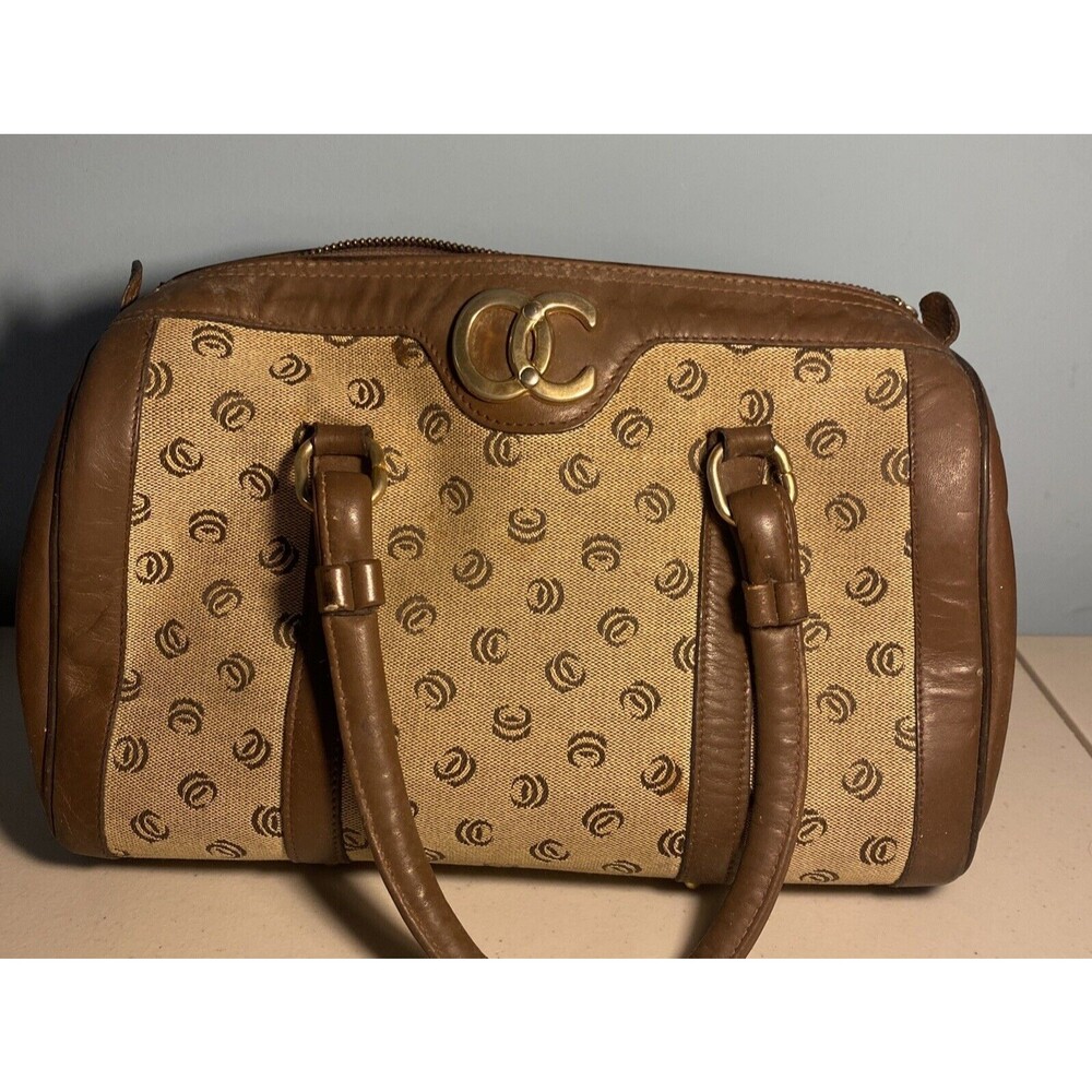 Vintage Pocketbook Bag  Oleg Cassini Brown Round Barrel Purse (Original Owner)
